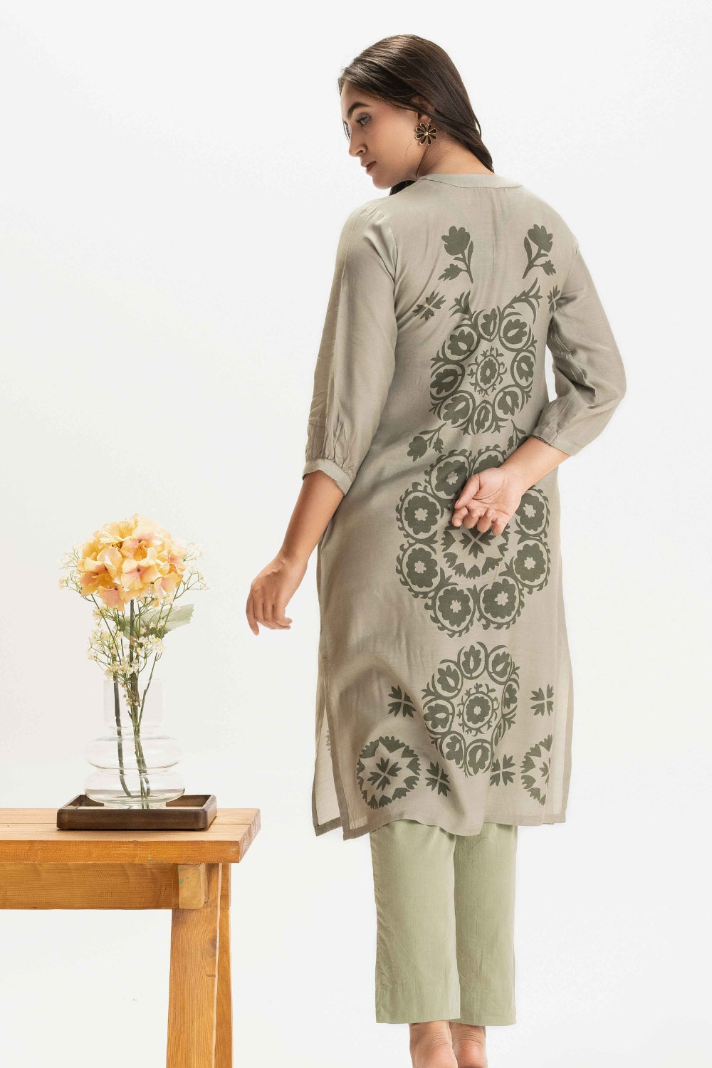 SAGE GREEN DELICATE PURE MUSLIN SOFT KURTA AND PANT